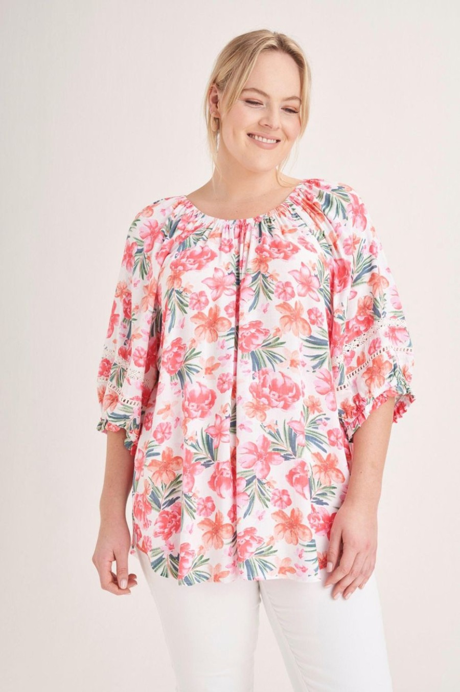 Clothing MILADYS | Floral Print Peasant Top Multi