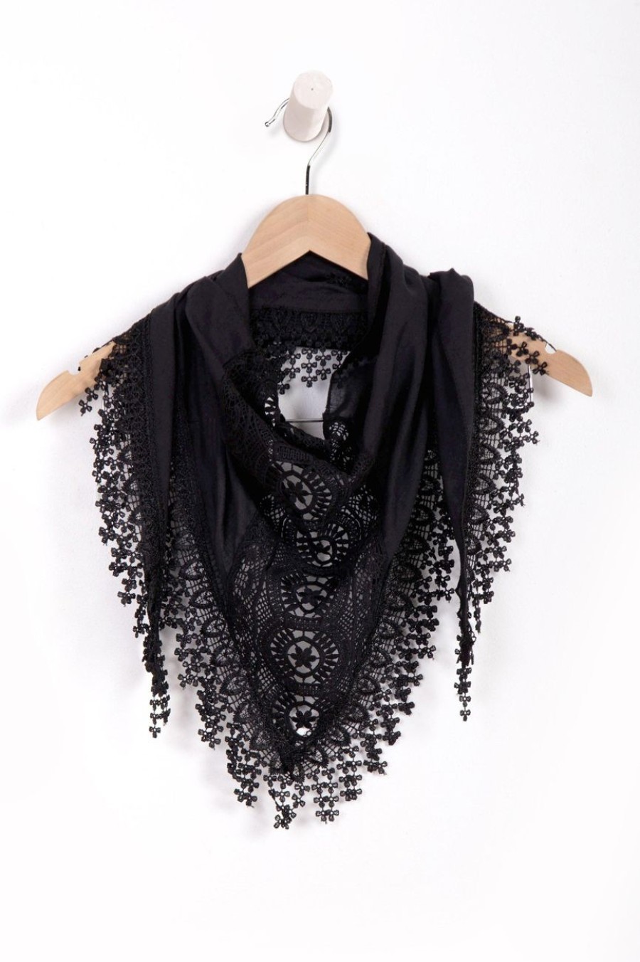 Accessories MILADYS | Lace Triangle Scarf Black