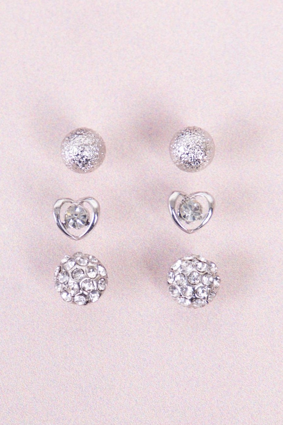 Accessories MILADYS | 3 Pack Stud Earrings Silver