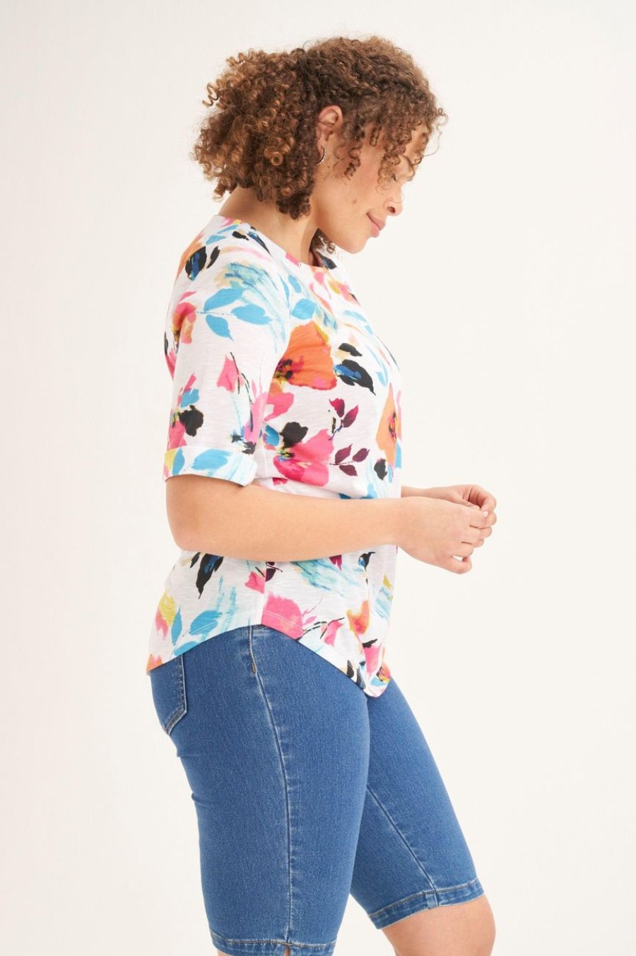 Clothing MILADYS | Abstract Floral Print Tee Multi