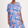 Clothing MILADYS | Floral Kaftan Swim Cover Up Airforce Blue