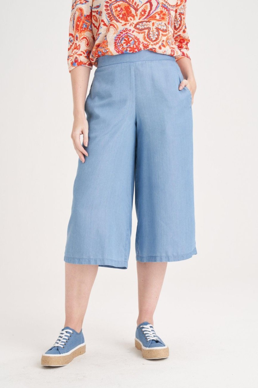 Clothing MILADYS | Light Weight Wide Leg Crops Baby Blue