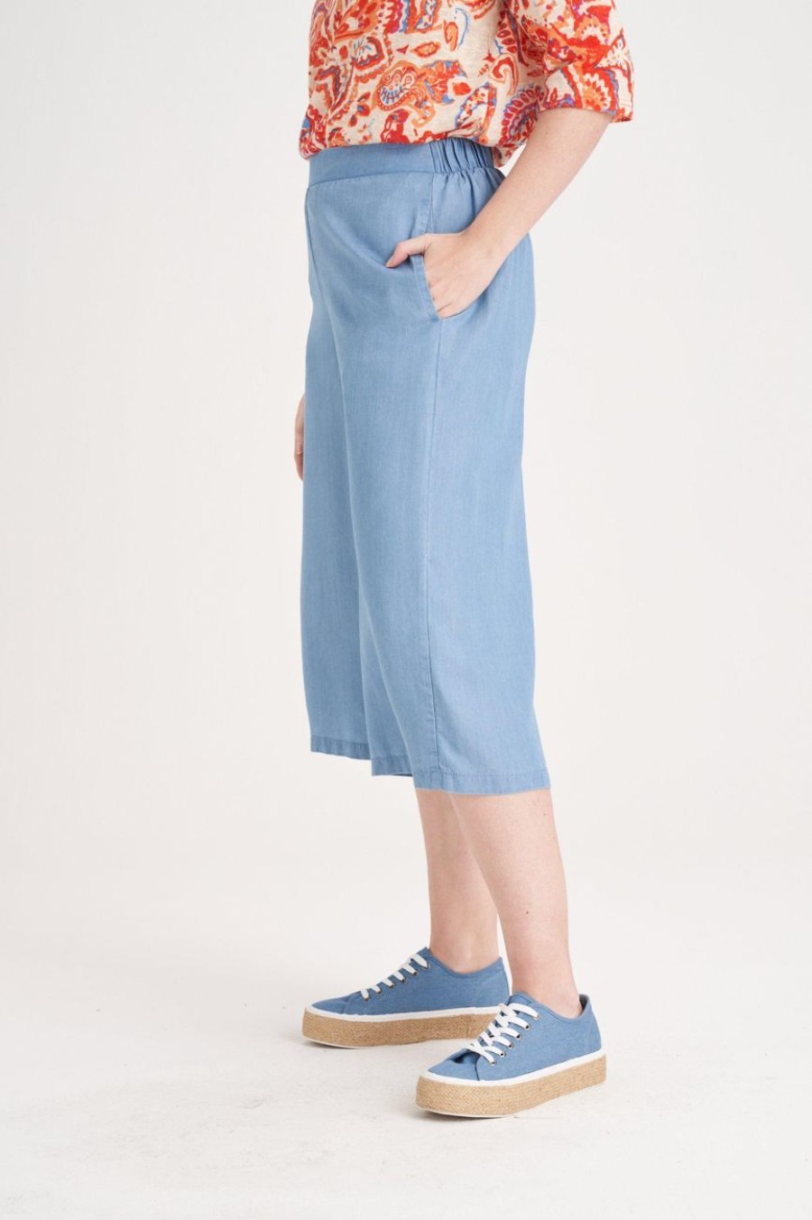 Clothing MILADYS | Light Weight Wide Leg Crops Baby Blue