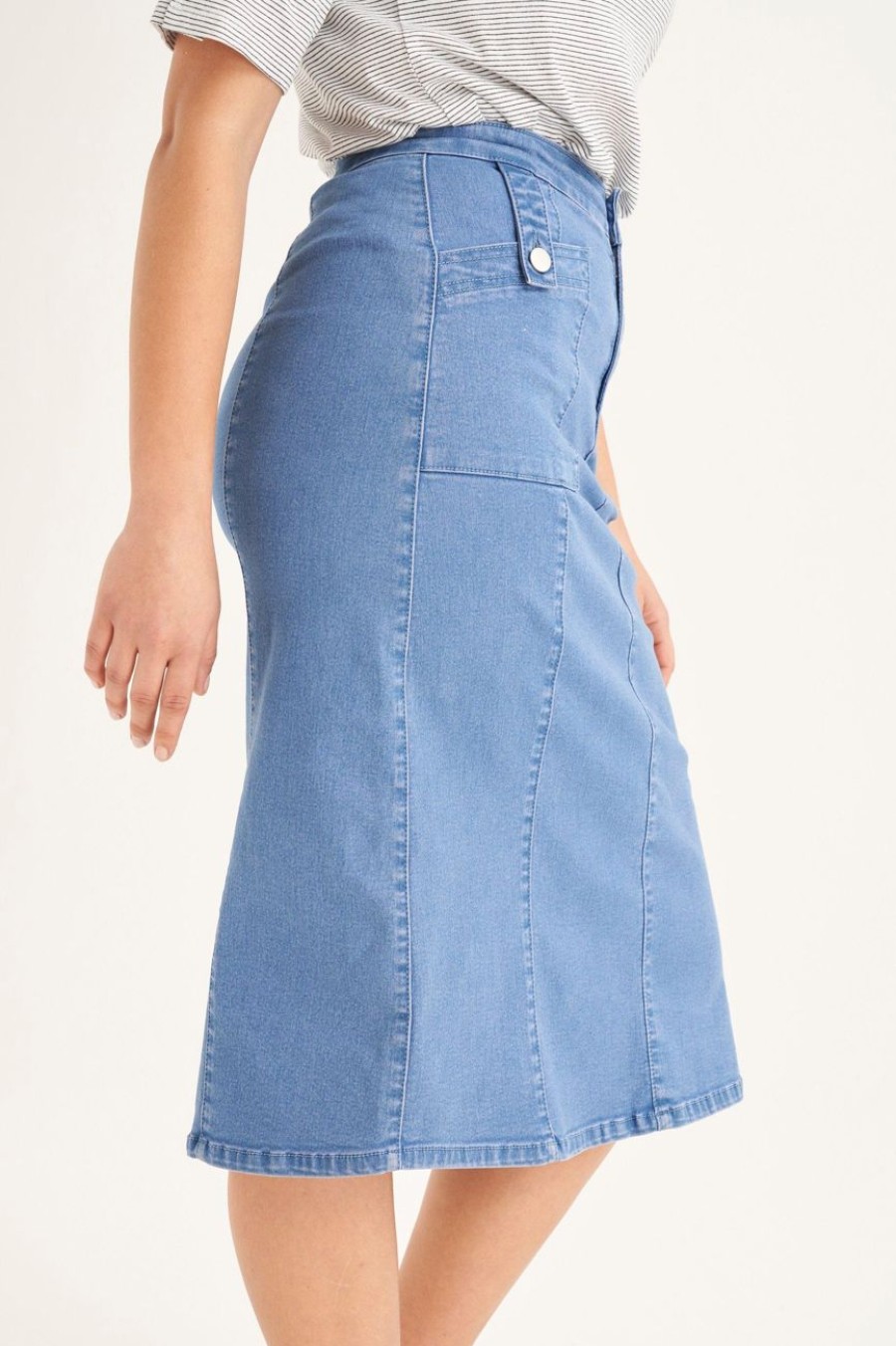 Clothing MILADYS | A-Line Denim Skirt Sea Blue