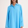 Clothing MILADYS | Textured Shirt Blue Sea Blue