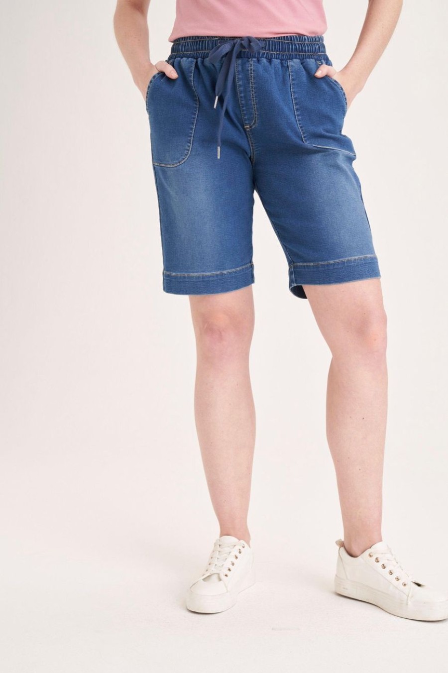 Clothing MILADYS | Denim Pull On Shorts Baby Blue