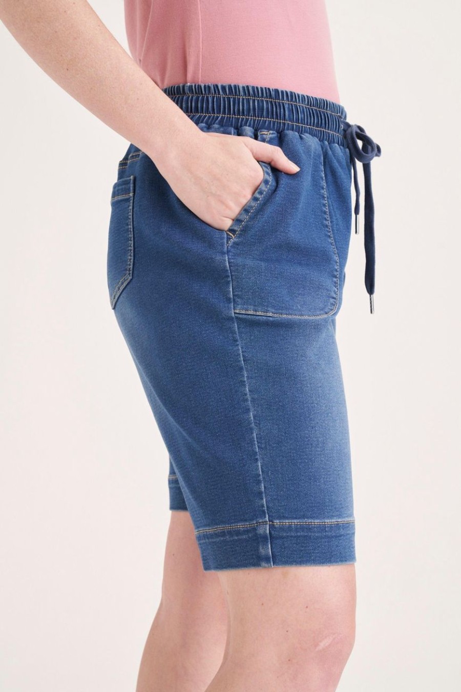 Clothing MILADYS | Denim Pull On Shorts Baby Blue