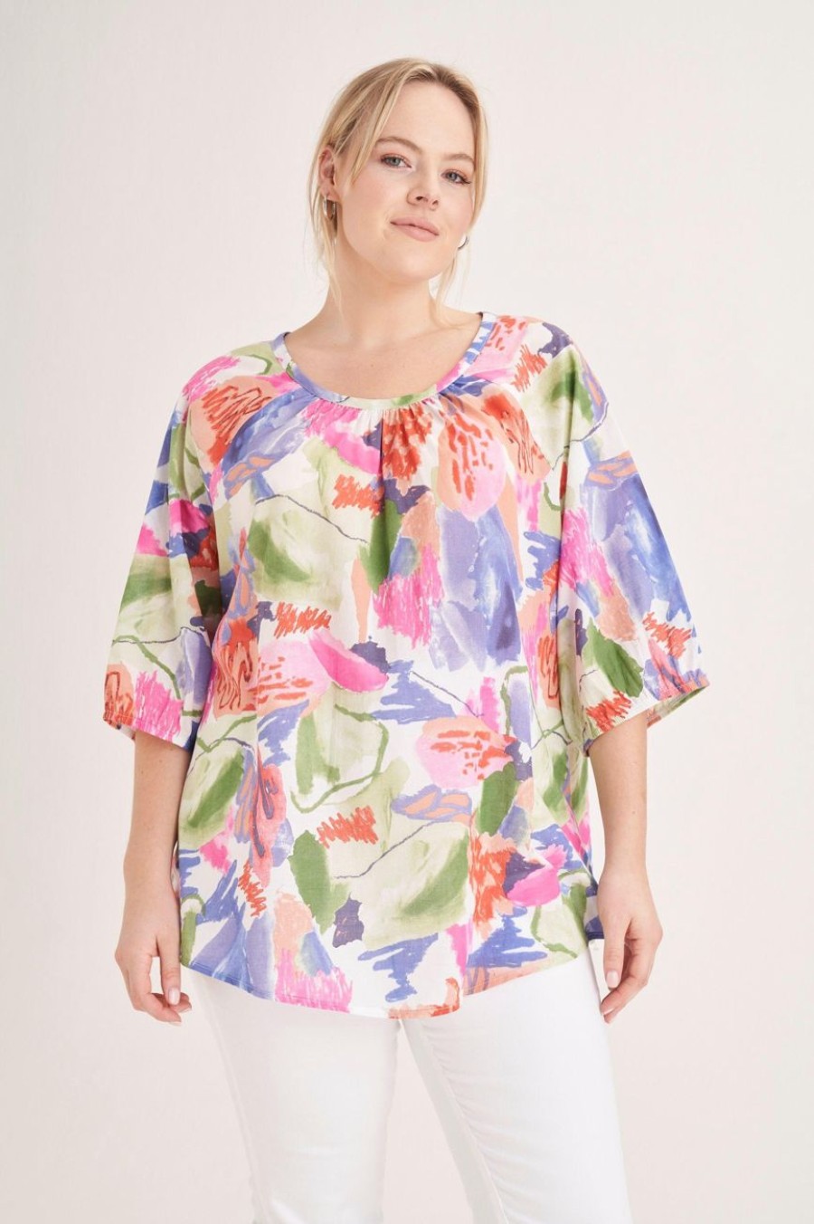 Clothing MILADYS | Floral Casual Peasant Top Multi