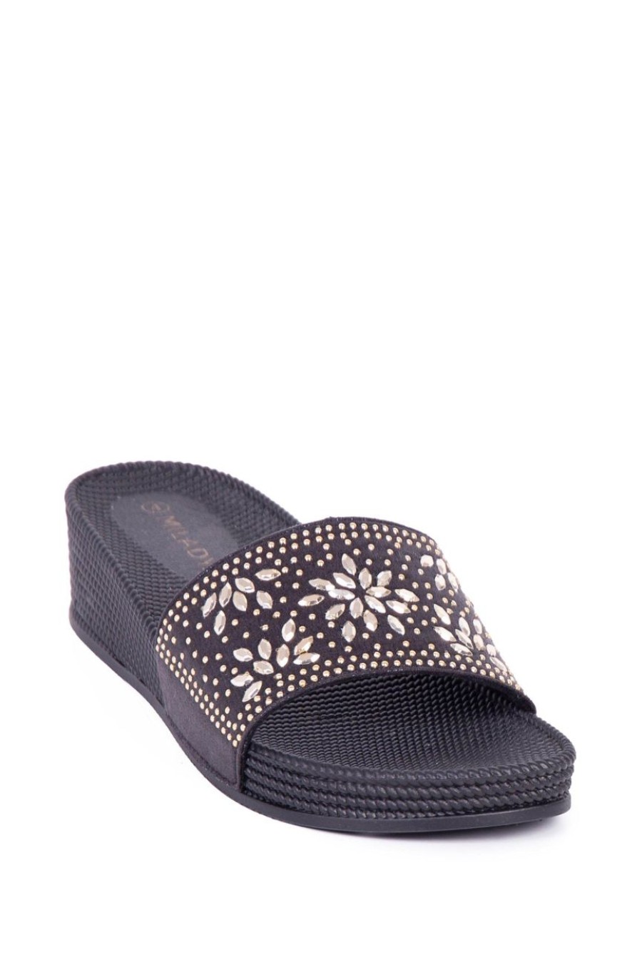 Shoes MILADYS | Embellished Slip On Sandal Black