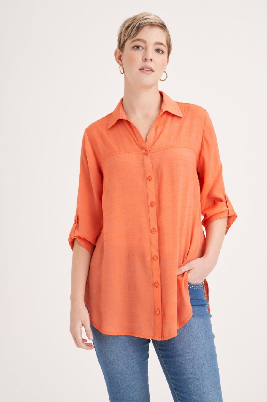 Clothing MILADYS | Regular Fit Shirt Orange Burnt Orange