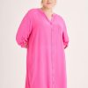 Clothing MILADYS | Longer Length Crinkle Shirt Pink Cerise