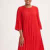 Clothing MILADYS | Pleated A-Line Dress Red Fire Engine Red