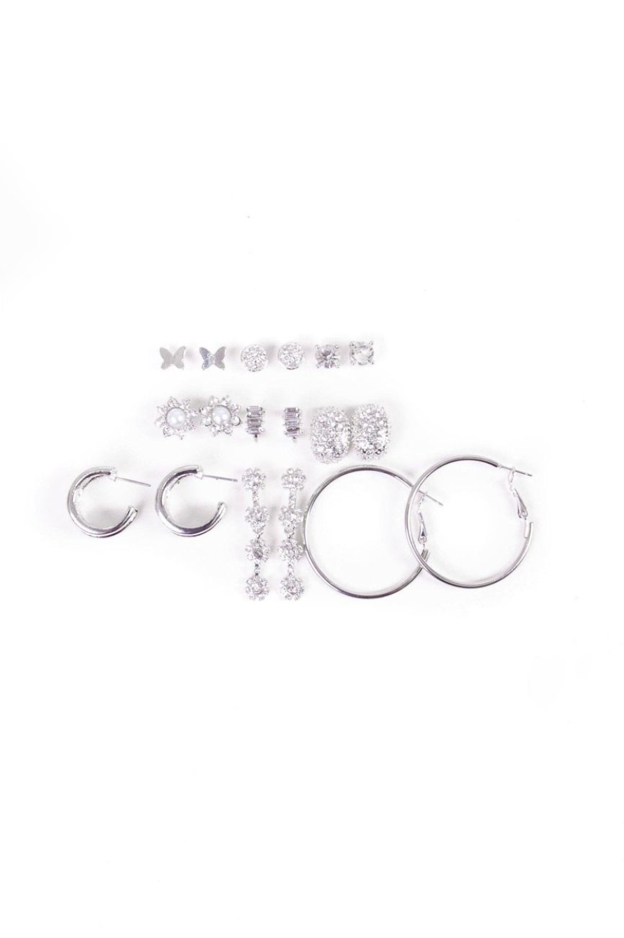 Accessories MILADYS | 9 Pack Earrings Set Silver