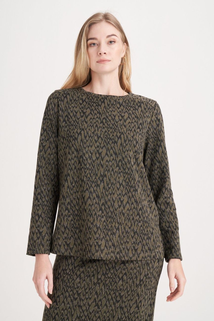 Clothing MILADYS | Jacquard Print Top Olive