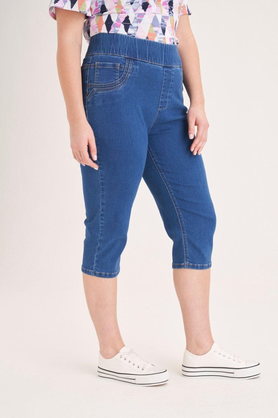 Clothing MILADYS | Straight Leg Jegging Crops Midwash Baby Blue