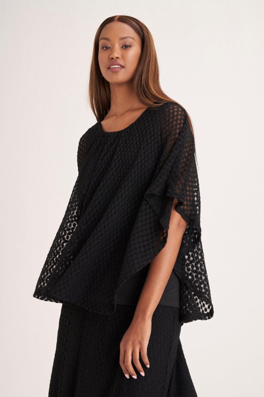 Clothing MILADYS | Lace Batwing Top Black