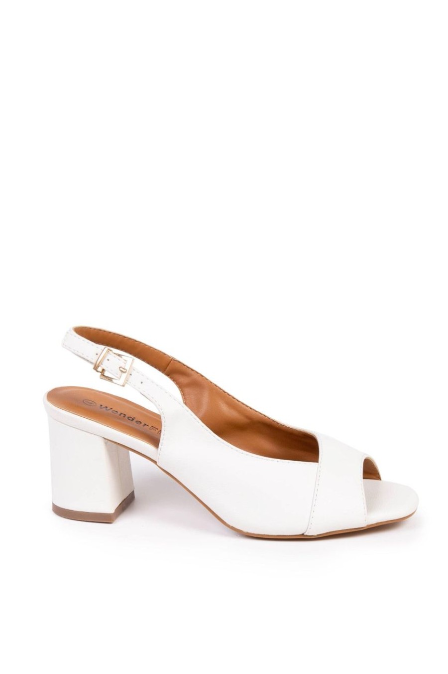 Shoes MILADYS | Wonderfit Peep Toe Block Heels White