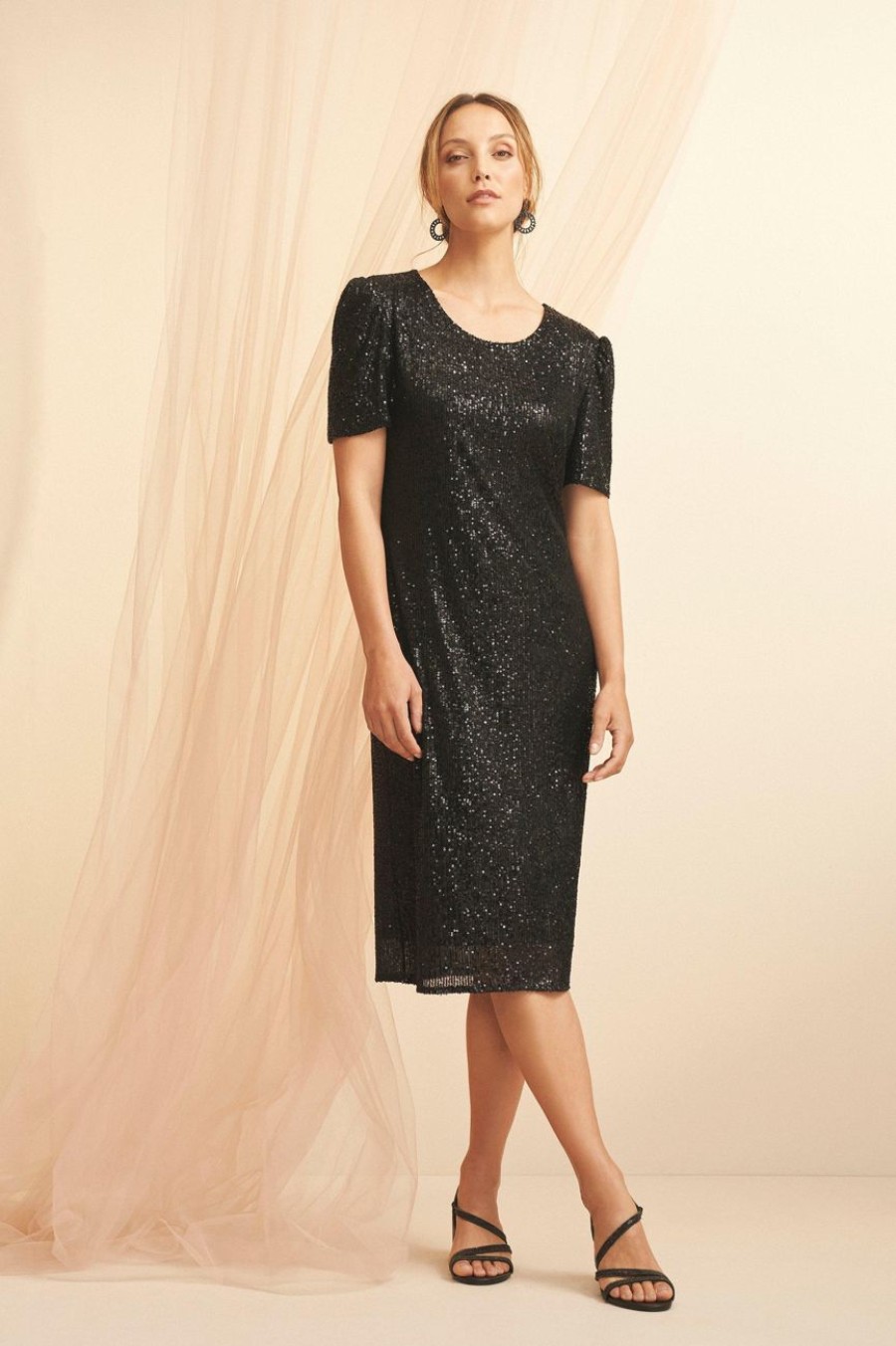 Clothing MILADYS | Full Sequins Bodycon Dress Black