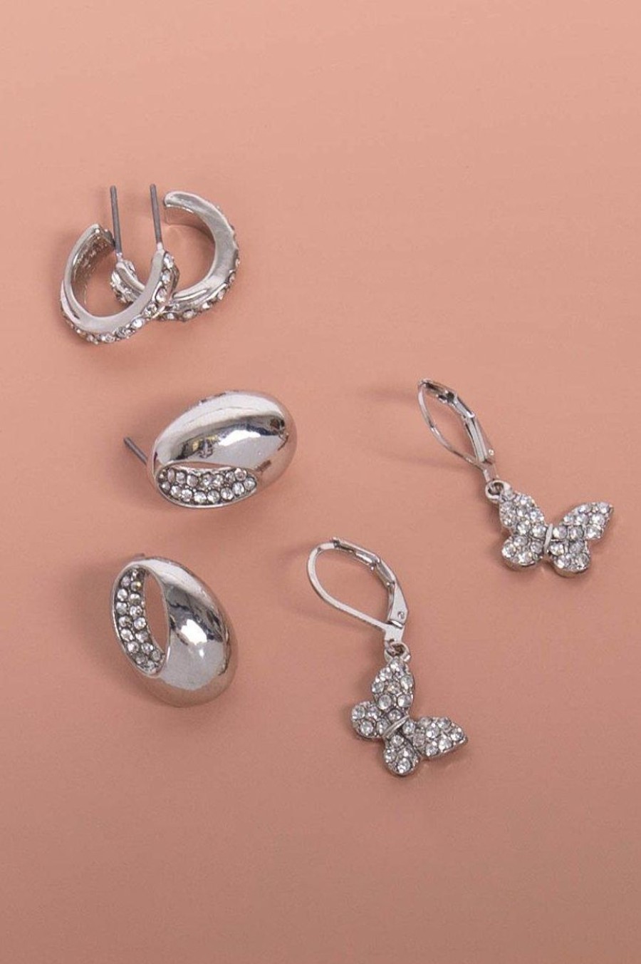 Accessories MILADYS | 3 Pack Earrings Silver