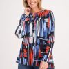 Clothing MILADYS | Abstract Printed Henley Top Multi