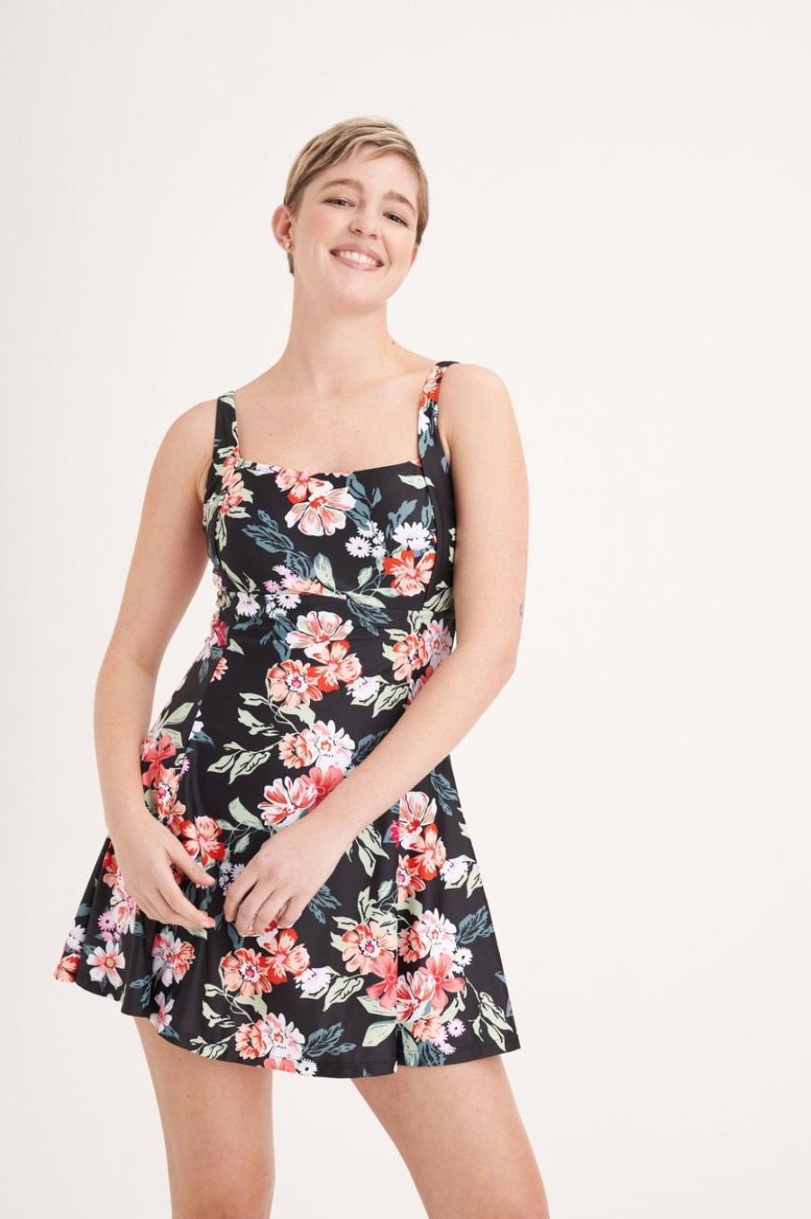 Clothing MILADYS | Wonderfit Floral Swimdress Black