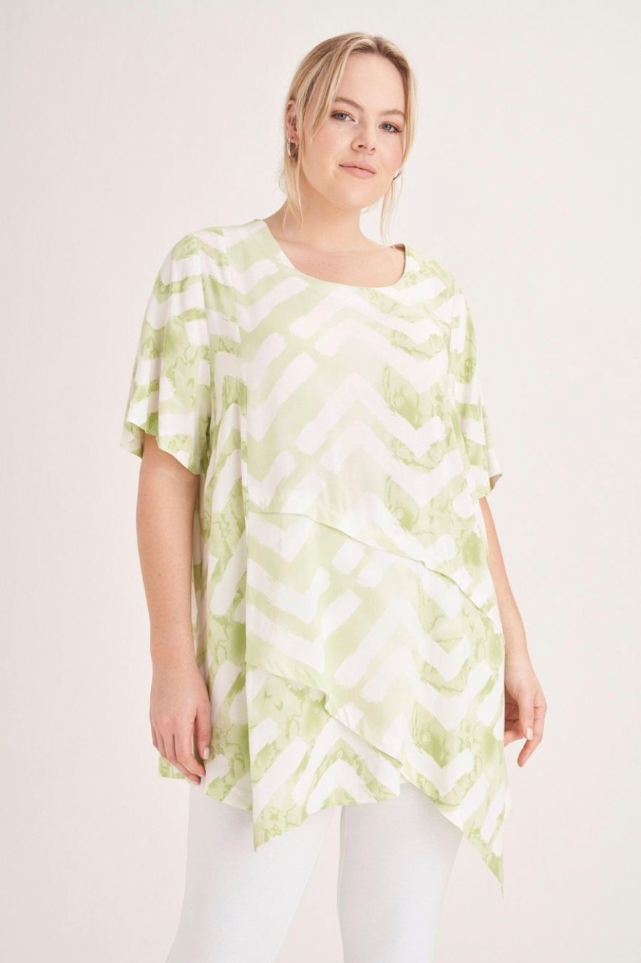 Clothing MILADYS | Printed Layered Tunic Lime