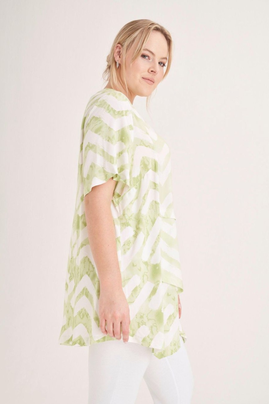 Clothing MILADYS | Printed Layered Tunic Lime