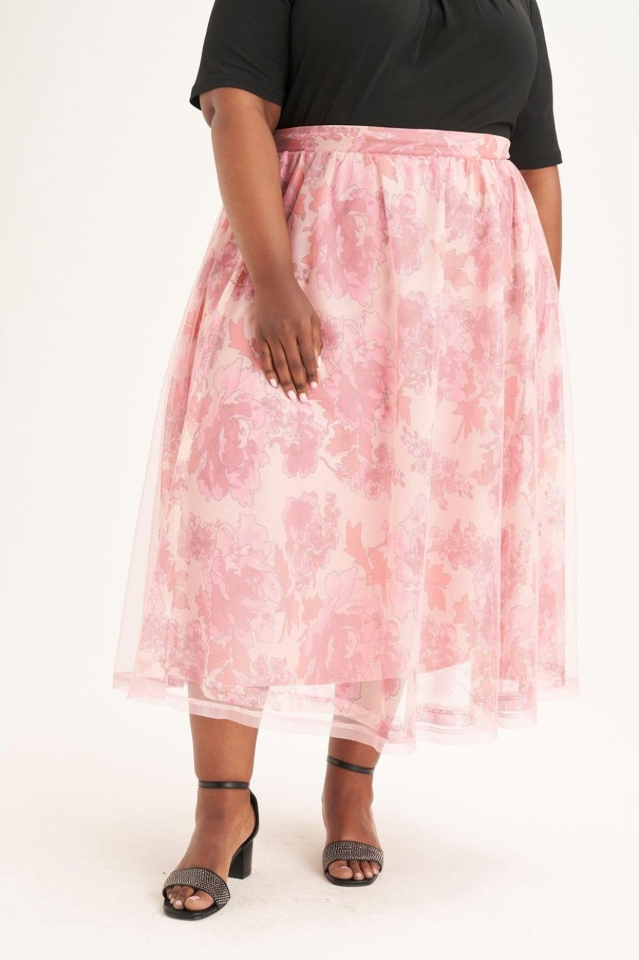 Clothing MILADYS | Tulle Overlay Floral Skirt Multi