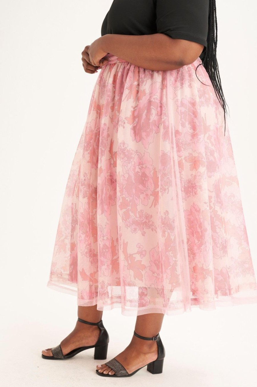 Clothing MILADYS | Tulle Overlay Floral Skirt Multi