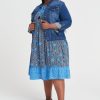 Clothing MILADYS | Printed Peasant Dress Baby Blue