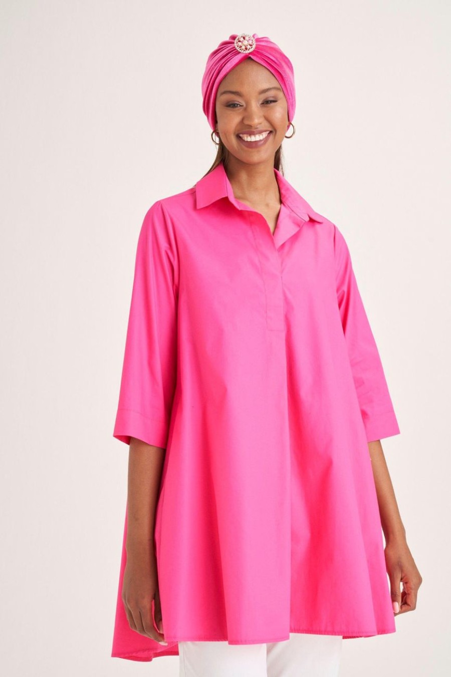 Clothing MILADYS | Cotton Tunic Bright Pink Cerise