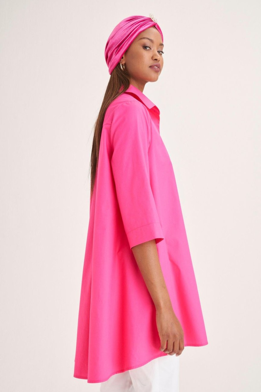 Clothing MILADYS | Cotton Tunic Bright Pink Cerise