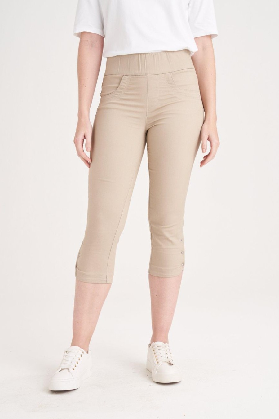 Clothing MILADYS | Pull On Jegging Crops Stone