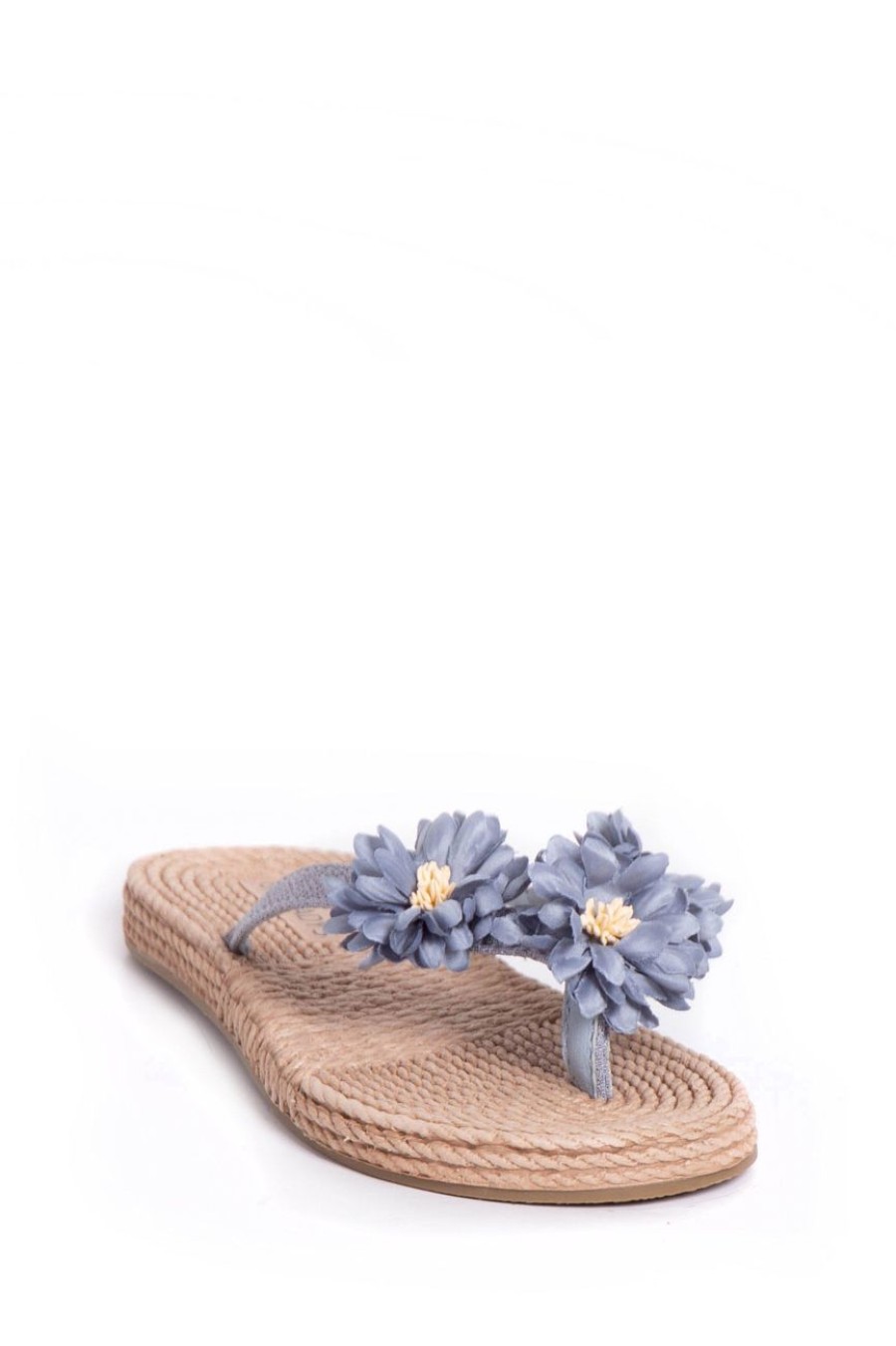 Shoes MILADYS | Flower Thong Sandals Airforce Blue