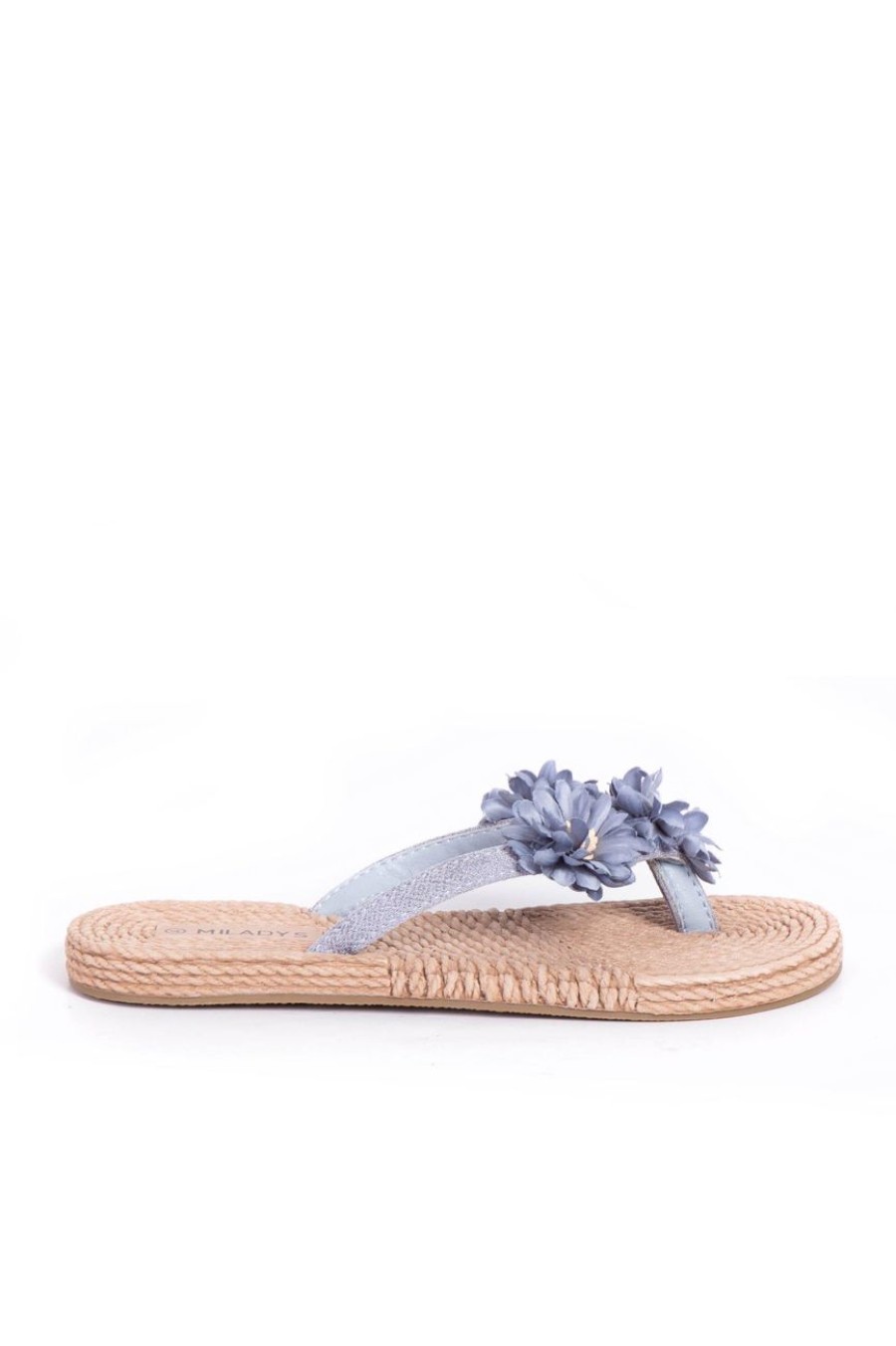 Shoes MILADYS | Flower Thong Sandals Airforce Blue