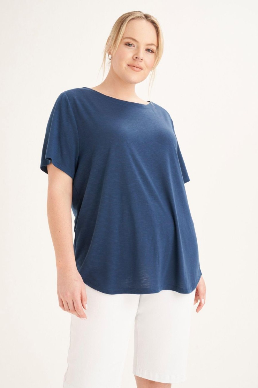 Clothing MILADYS | Basic Short Sleeve Tee Navy