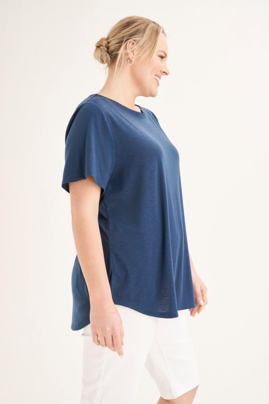 Clothing MILADYS | Basic Short Sleeve Tee Navy