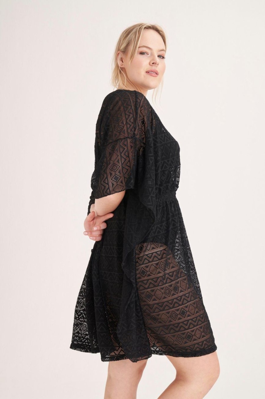 Clothing MILADYS | Lace Swim Cover Up Black