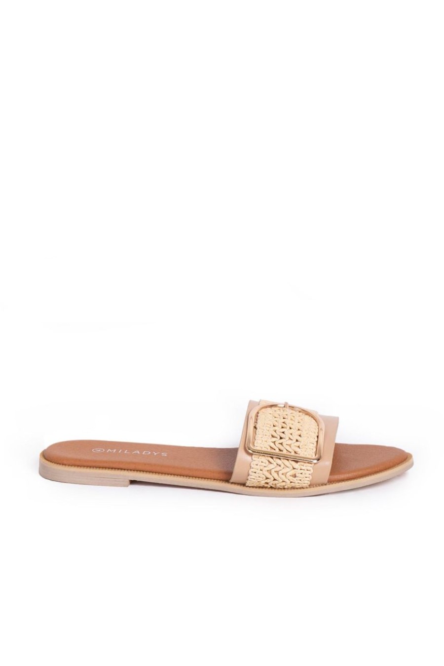 Shoes MILADYS | Single Strap Slip On Sandal Stone