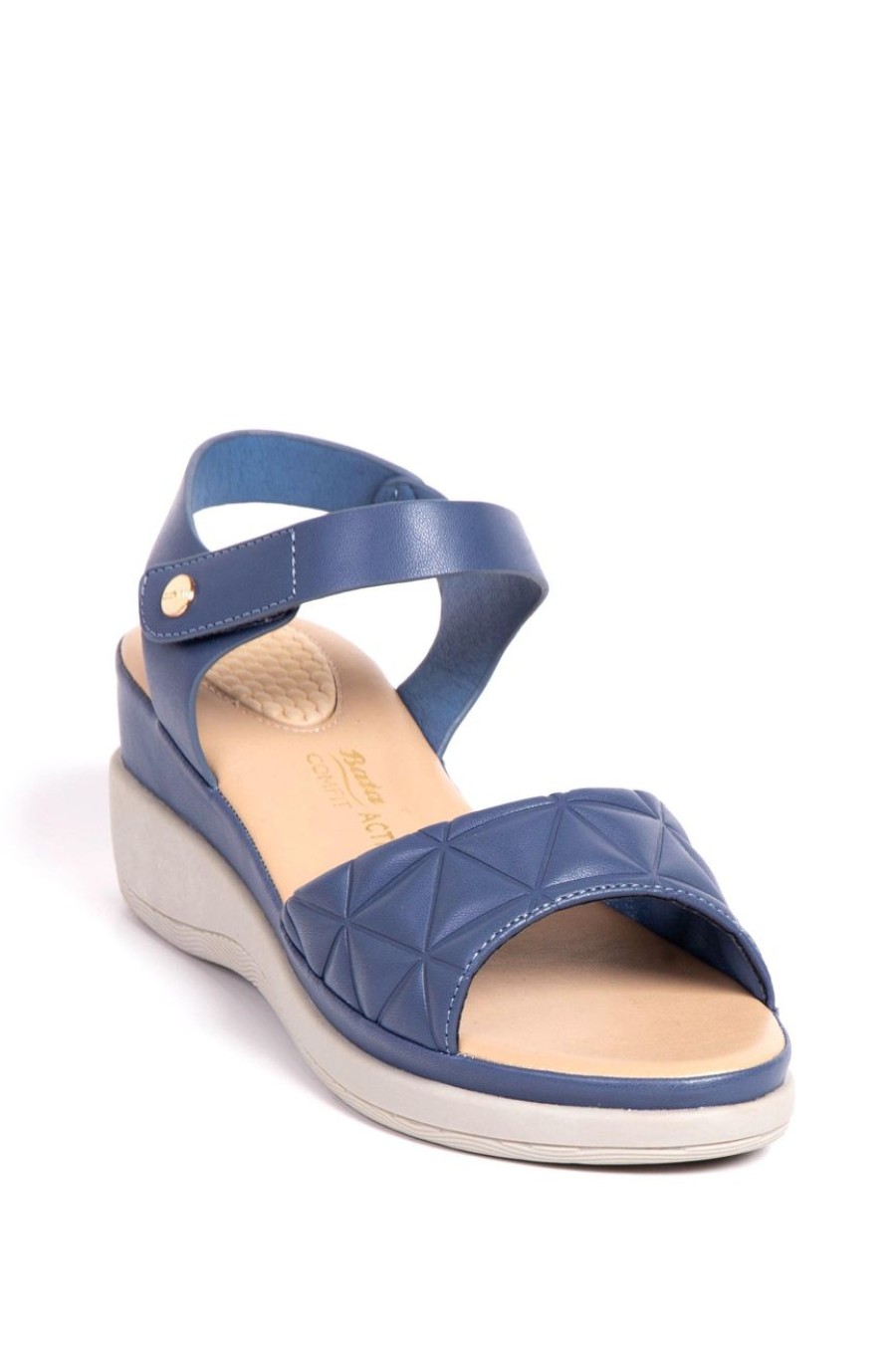 Shoes MILADYS | Quilt Ankle Strap Wedge - Bata Comfit Baby Blue