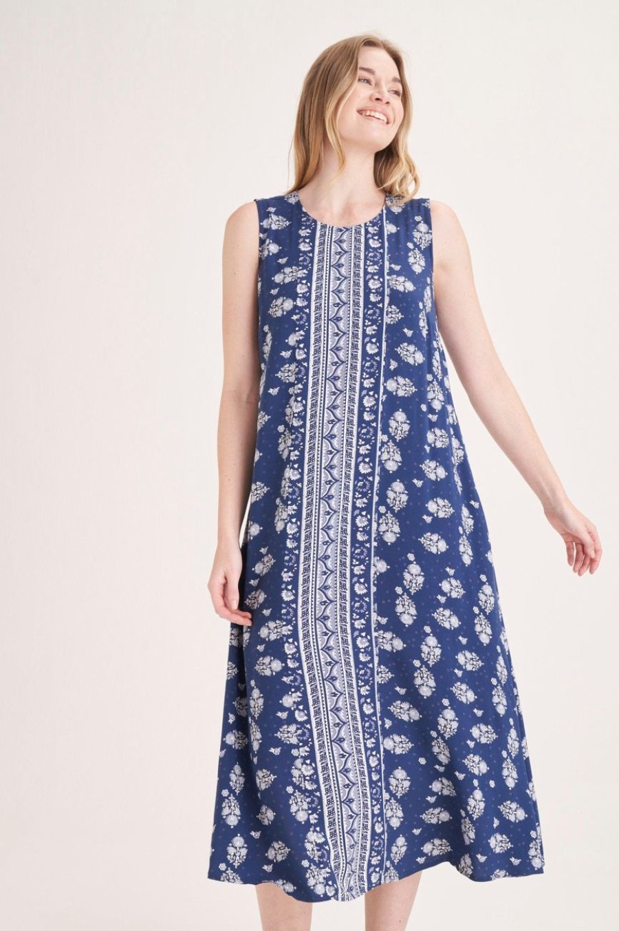 Clothing MILADYS | Floral Print A-Line Dress Navy