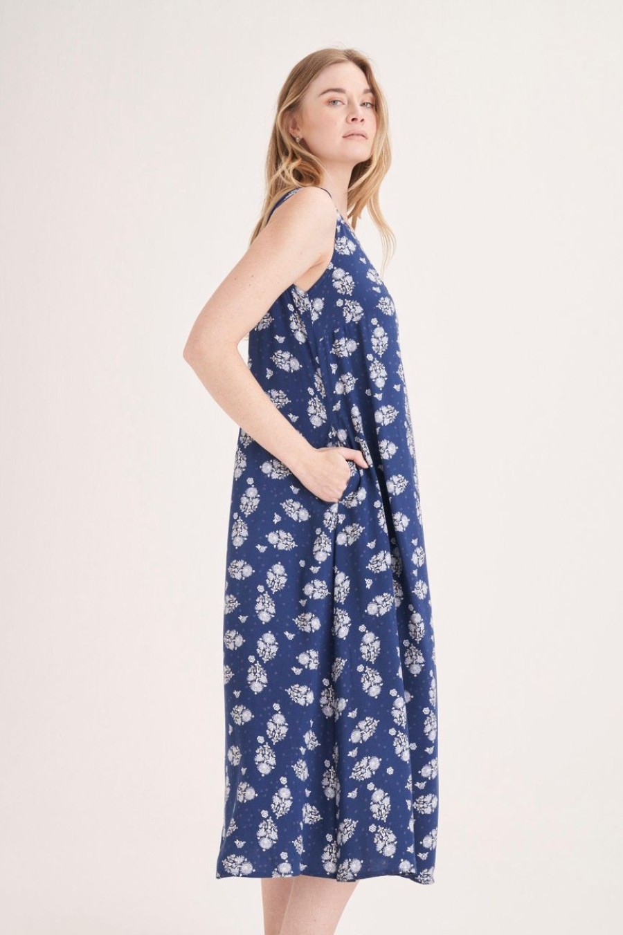 Clothing MILADYS | Floral Print A-Line Dress Navy