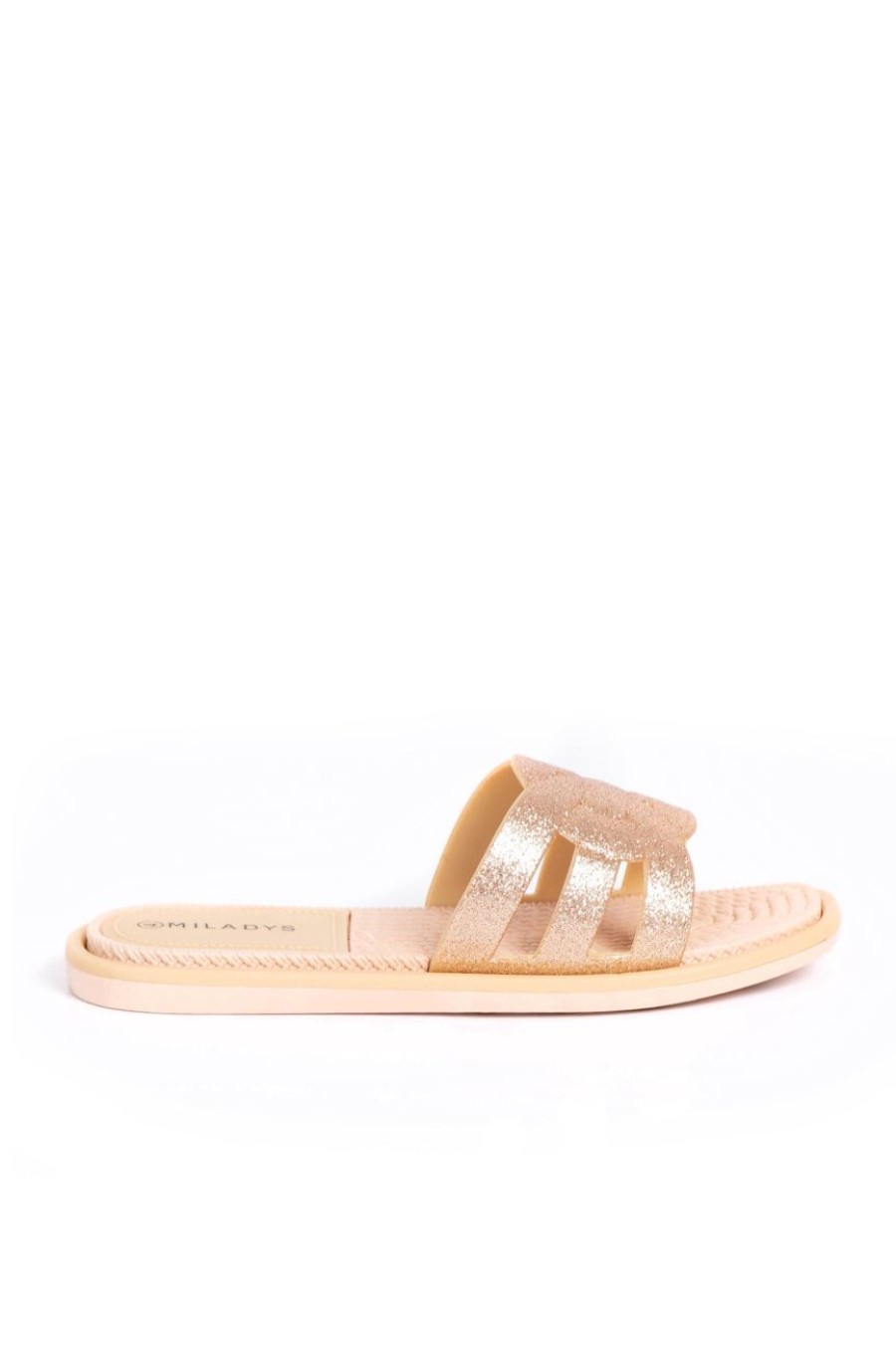 Shoes MILADYS | Glitter Slip On Sandal Gold Golden Syrup