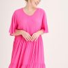 Clothing MILADYS | Tiered Peasant Dress Pink Cerise