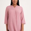 Clothing MILADYS | Printed Henley Top Pink Baby Pink