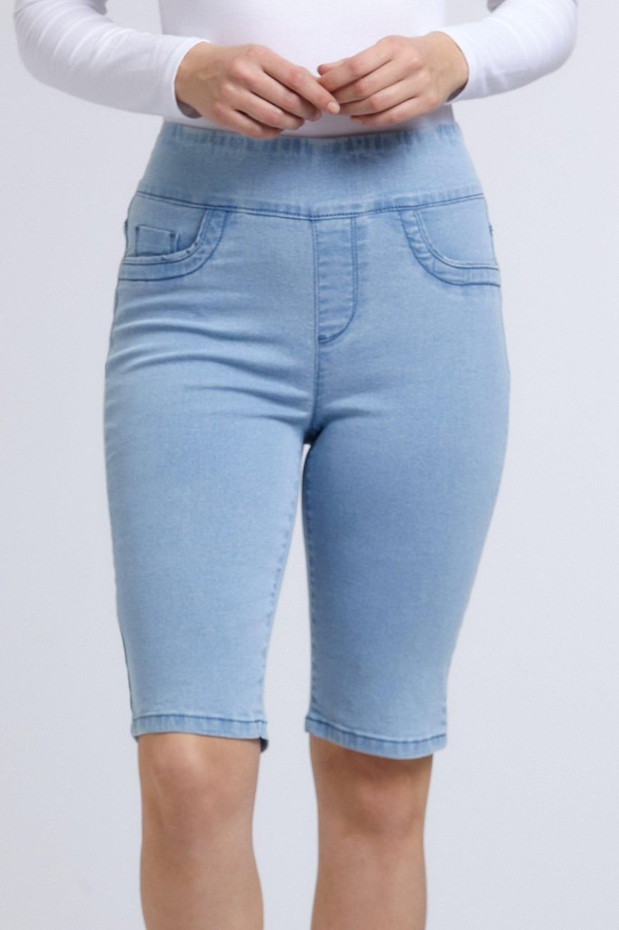 Clothing MILADYS | Pull On Bermuda Shorts Baby Blue