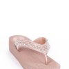 Shoes MILADYS | Thong Sandal Wedge Embellished Antique Gold