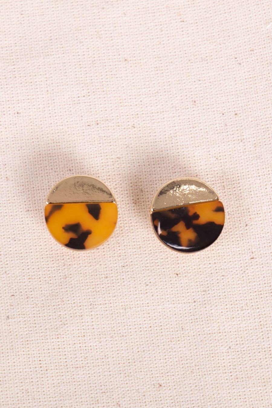 Accessories MILADYS | Animal Print Stud Earrings Yellow Gold