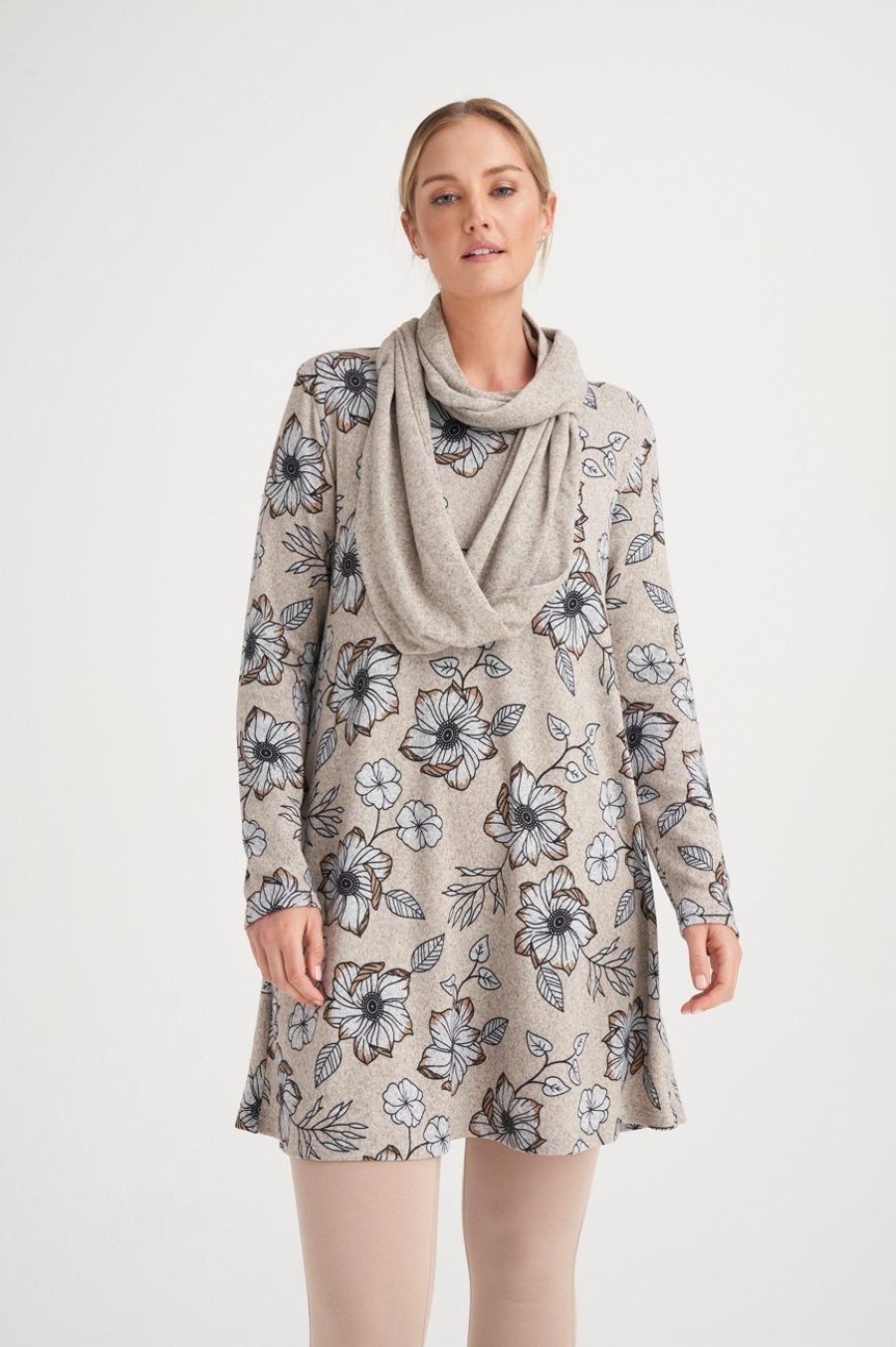 Clothing MILADYS | A-Line Tunic With Snood Stone