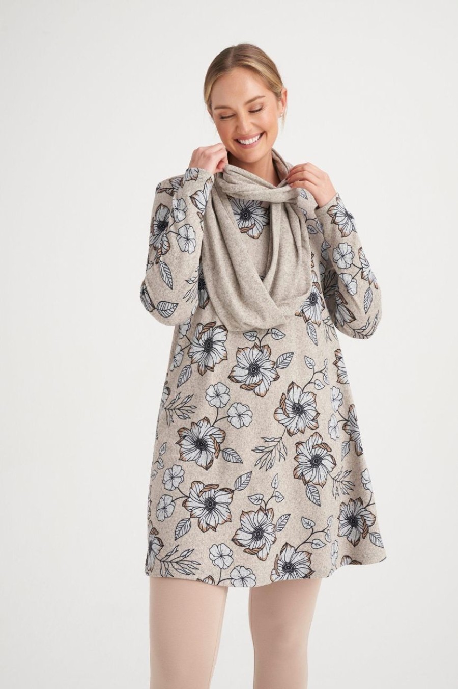 Clothing MILADYS | A-Line Tunic With Snood Stone